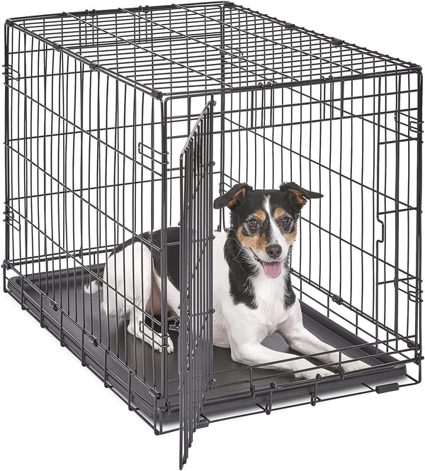 for Pets 30-Inch iCrate Folding Dog Crate with Divider Panel, Leak-Proof Tray & Secure Latches – Metal Wire Kennel for Medium Breeds