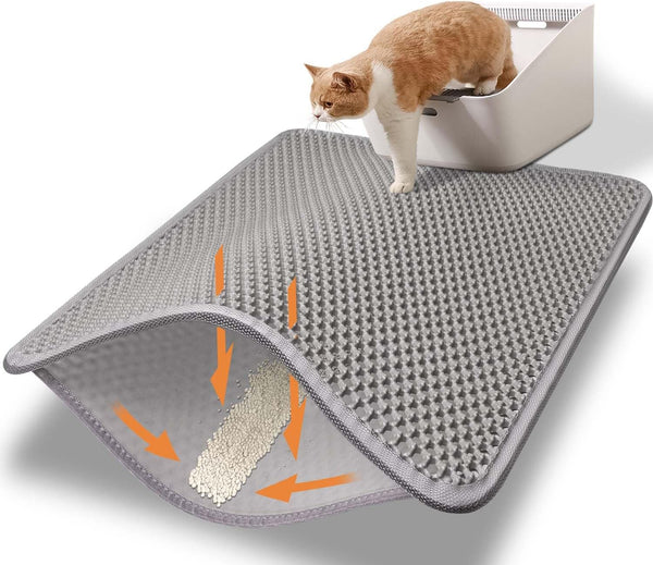 Cat Litter Mat-23"X17" Litter Box Mat for Kitty, EVA Honeycomb Double Layer Design, Urine & Waterproof Scatter Control