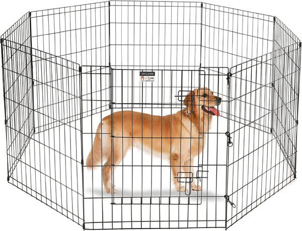 Dog Playpen - Foldable Metal Exercise Puppy Play Pen with 8 24x30in Panels - Indoor/Outdoor Pen with Door for Dogs, Cats or Small Animals