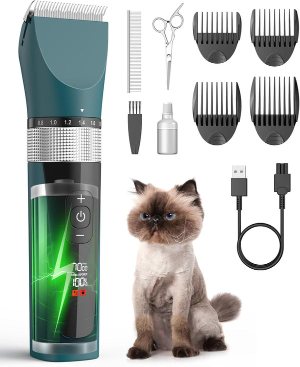 Cat Clippers for Matted Hair, 5-Speed Quiet Cat Grooming kit, Cordless Pet Shaver for Long Hair