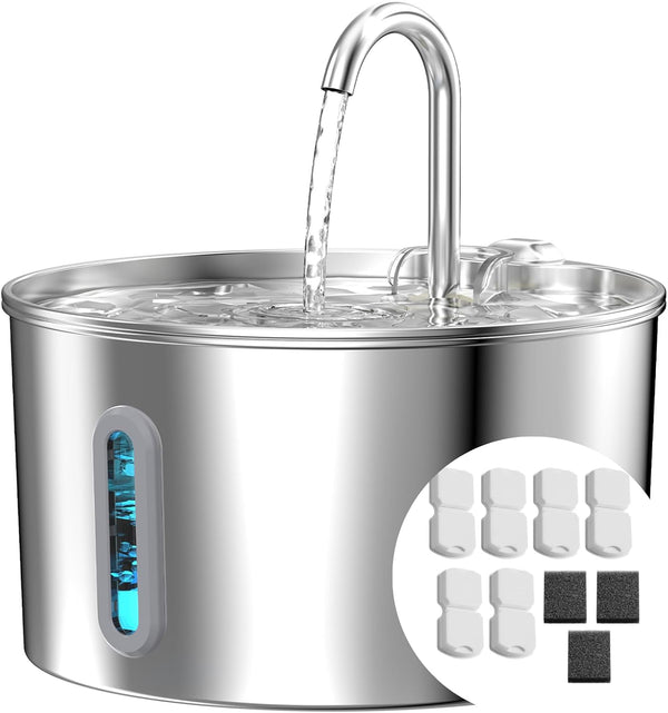 Cat Water Fountain Stainless Steel: 74oz/2.2L Cat Fountain for Drinking