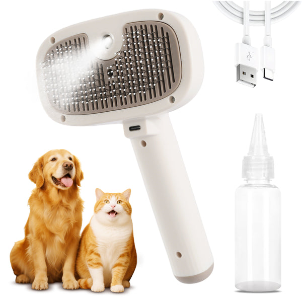 Cat Steam Brush for Indoor Cats, Dog Brush for Shedding, Spritz Defur Comb for Short & Long Hair, Pet Spray Hair Removal Comb