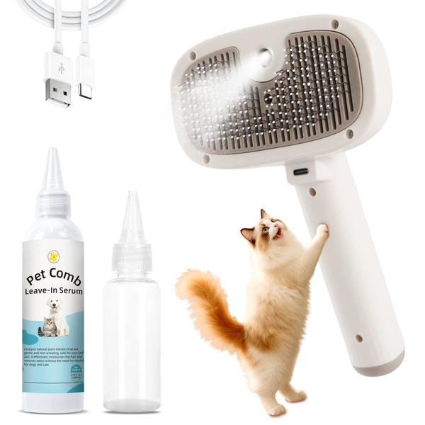 Cat Steam Brush, Dog Brush for Shedding, Pet Spray Hair Removal Comb, Pet Grooming Brush for Short & Long Haired Dogs & Cats